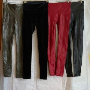 SPANX bundle of 4 red, Black and Olive Leggings
